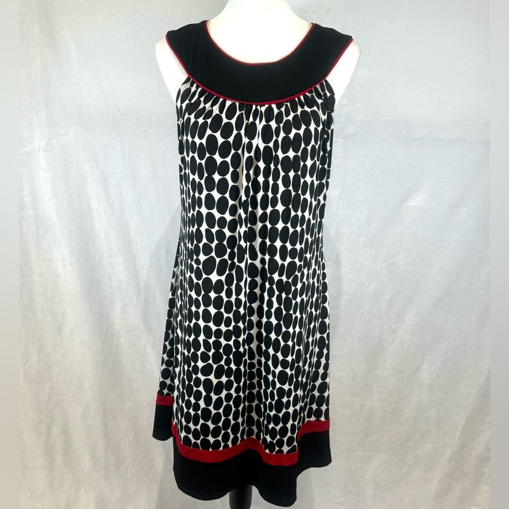 Enfocus Studio black white and red polka dot shift dress size 8